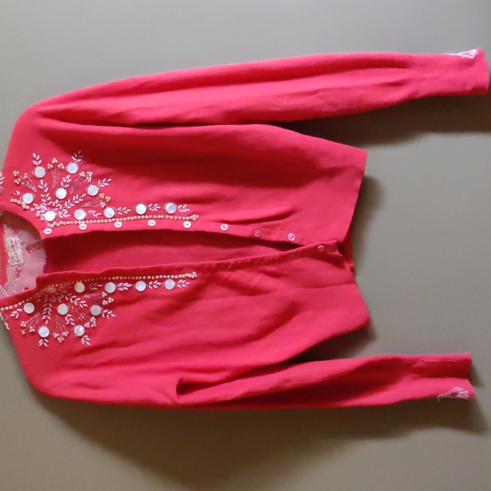 Vintage 50's made in Scotland for Saks Fifth Ave.100% Cashmere Embellish Sweater